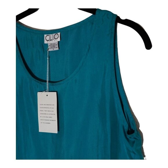 NWT Vintage‎ CLIO 100% Silk Turquoise Blouse Grunge 90s Luxe Size S - Picture 4 of 6